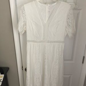 White overlay lace maxi dress